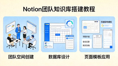 Notion 团队知识库搭建教程插图 - 展示团队空间、数据库和页面模板