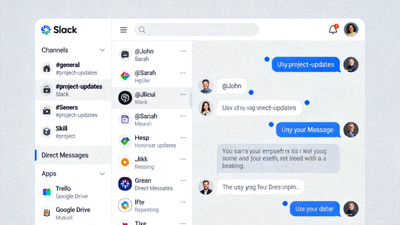 Slack 工作区界面截图 - 展示频道、直接消息和应用集成侧边栏